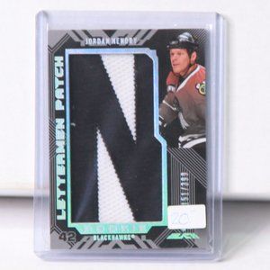 Jordan Hendry UD Black Lettermen Patch Card 2008/09 Chicago Blackhawks